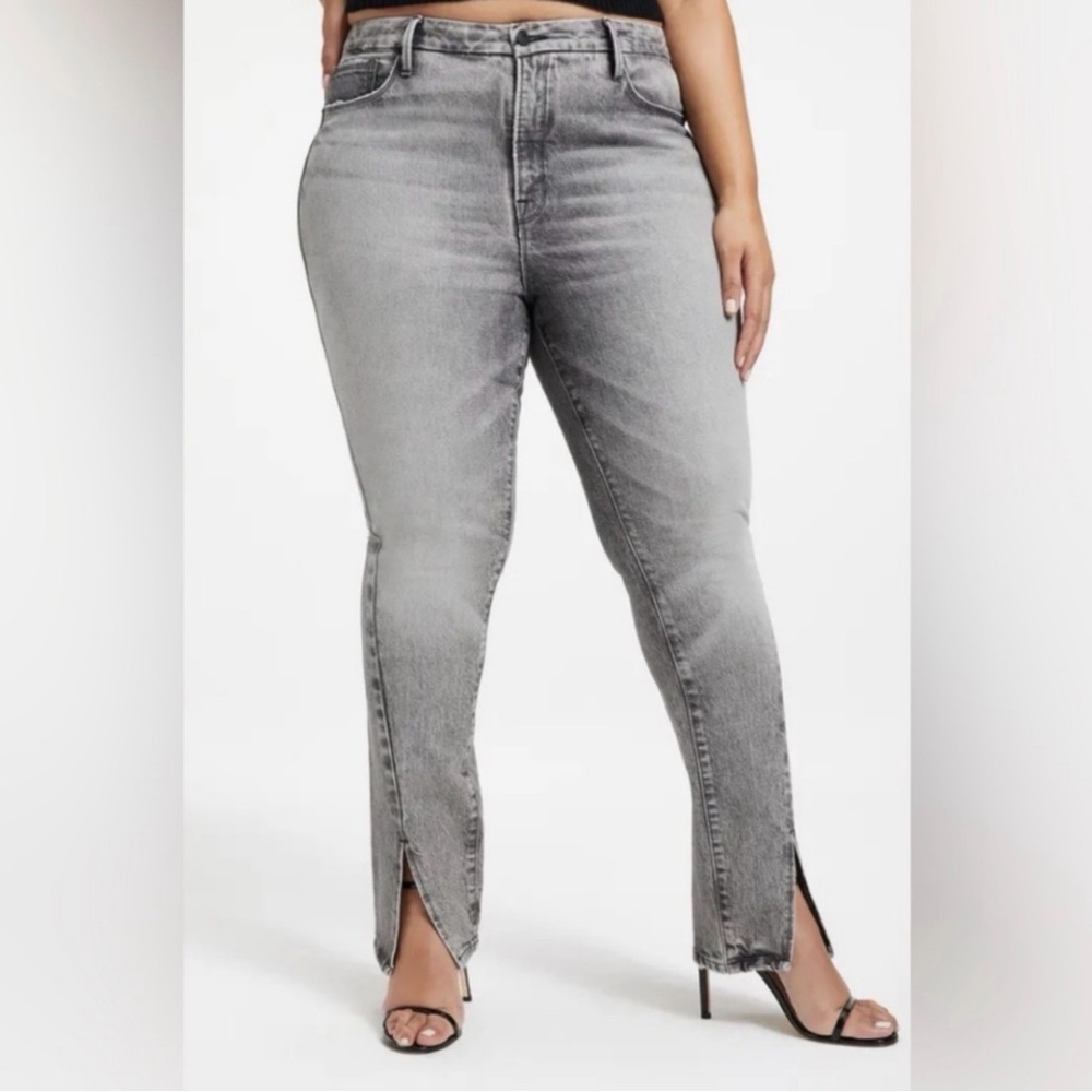 Good American Light Gray Cropped Jeans